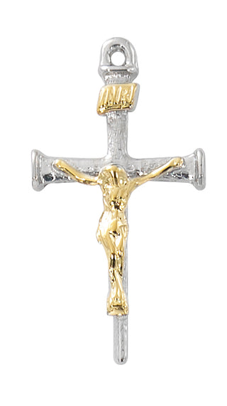 Sterling Silver Two Tone Crucifix L4
