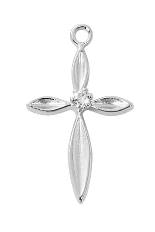 Sterling Silver Cross With Stone L