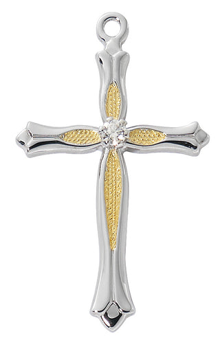 Sterling Silver Cross With Stone L