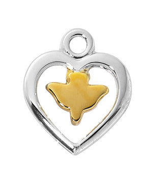 Sterling Silver Two Tone Heart With Dove Boxe L