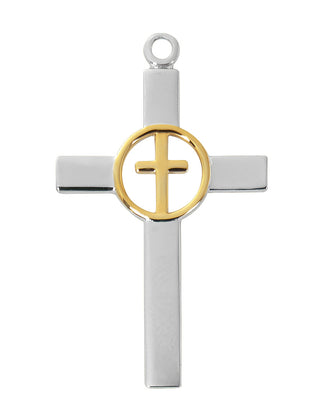 Sterling Silver Cross With Gold Cross L
