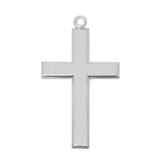Sterling Silver Brushed Cross L