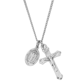  Chain Sterling Silver Crucifix Mirac Ld