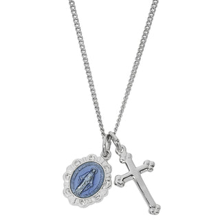 Sterling Silver Miraculous And Cross Ld