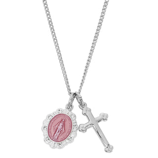 Sterling Silver Miraculous And Cross Ld
