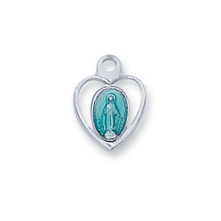 Sterling Silver  Miraculous Blue Enamel13"with Chain