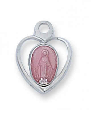 Sterling Silver Miraculous with  Pink Enam 13"Ch+Bx