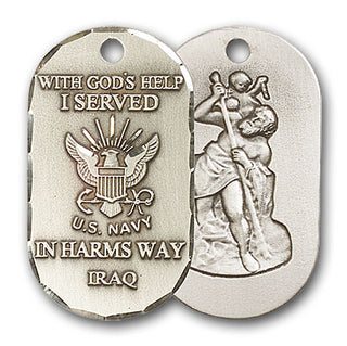 Sterling Silver Saint Christopher / Iraq Navy Pendan