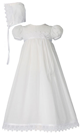 Girls 26‚Ä≥ Cotton Christening Gown with Italian Lace - SALE - 6 Month Old
