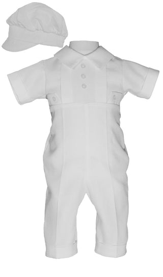 Boys Waffle Pique Christening Baptism Coverall