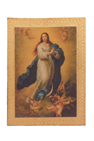 Immaculate Conception by Murillo Florentine Plaque 5x7"