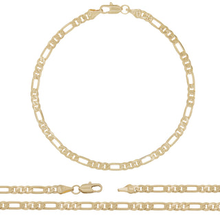 14K Gold Filled Anklet Diamond Cut Figaro Chain Anklet 10" Women Jewelry