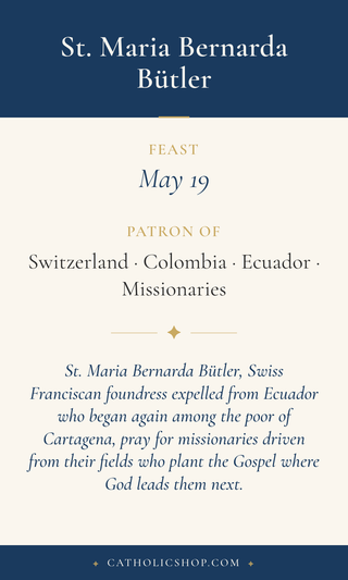 St. Maria Bernarda Bütler Holy Cards