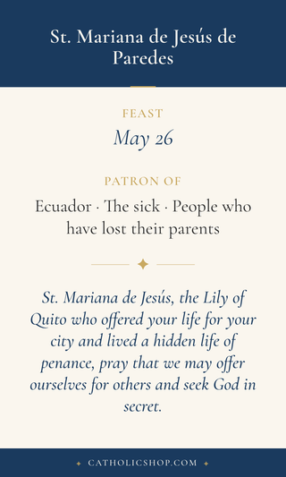 St. Mariana de Jesús de Paredes Holy Cards