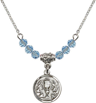 18-Inch Necklace with 4mm Aqua Beads