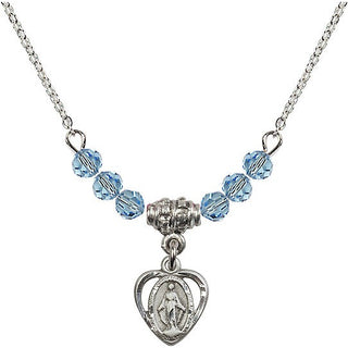 18-Inch Necklace with 4mm Aqua Beads