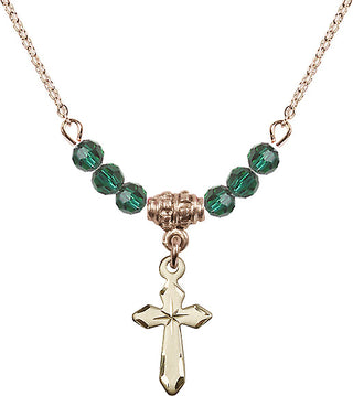 18-Inch Gold Plated Necklace with 4mm Emerald Beads