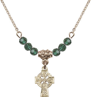 18-Inch Gold Plated Necklace with 4mm Emerald Beads