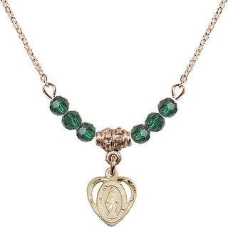 18-Inch Gold Plated Necklace with 4mm Emerald Beads