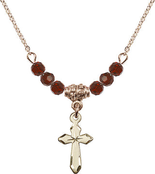 18-Inch Gold Plated Necklace with 4mm Garnet Beads