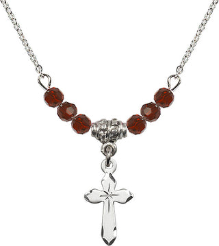 18-Inch Necklace with 4mm Garnet Beads