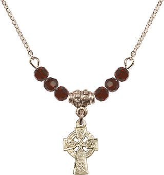 18-Inch Gold Plated Necklace with 4mm Garnet Beads