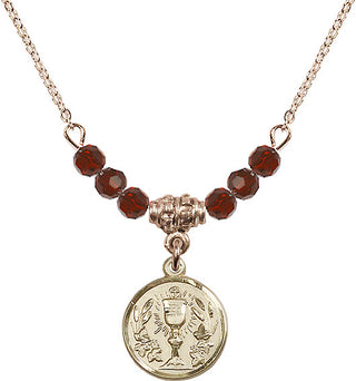 18-Inch Gold Plated Necklace with 4mm Garnet Beads