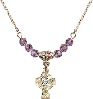 18-Inch Gold Plated Necklace with 4mm Light Amethyst Beads