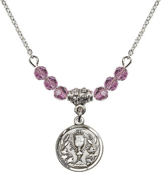 18-Inch Necklace with 4mm Light Amethyst Beads
