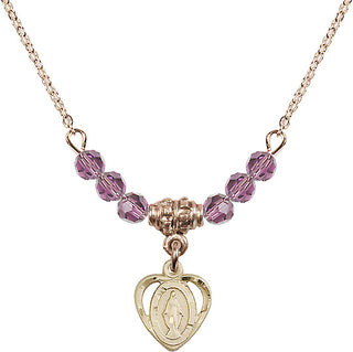 18-Inch Gold Plated Necklace with 4mm Light Amethyst Beads