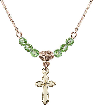 18-Inch Gold Plated Necklace with 4mm Peridot Beads
