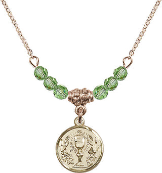 18-Inch Gold Plated Necklace with 4mm Peridot Beads