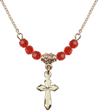 18-Inch Gold Plated Necklace with 4mm Ruby Beads
