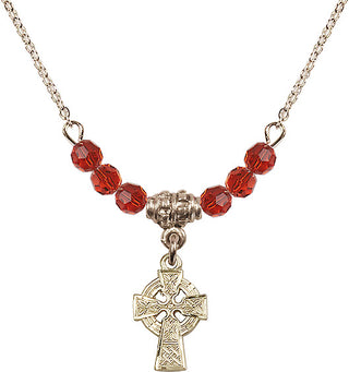 18-Inch Gold Plated Necklace with 4mm Ruby Beads