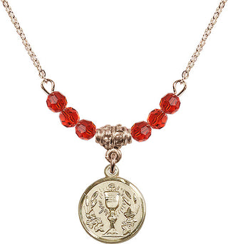 18-Inch Gold Plated Necklace with 4mm Ruby Beads