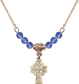18-Inch Gold Plated Necklace with 4mm Sapphire Beads