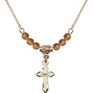 18-Inch Gold Plated Necklace with 4mm Topaz Beads