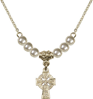 18-Inch Gold Plated Necklace with 4mm Faux-Pearl Beads