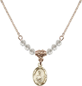 18" Hamilton Gold Plated Necklace with 4mm Crystal Beads featuring a 14kt Gold Filled Saint Jude Medal.