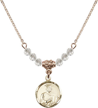18" Hamilton Gold Plated Necklace with 4mm Crystal Beads featuring a 14kt Gold Filled Saint Jude Medal. Engraved Catholic Saint Jewelry