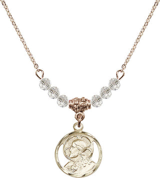 18" Hamilton Gold Plated Necklace with 4mm Crystal Beads featuring a 14kt Gold Filled Scapular Medal.