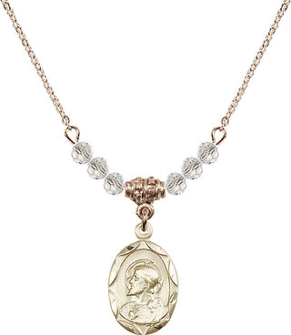18" Hamilton Gold Plated Necklace with 4mm Crystal Beads featuring a 14kt Gold Filled Scapular Medal.