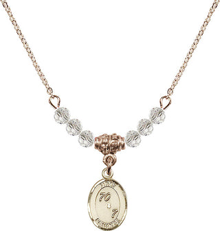 18" Hamilton Gold Plated Necklace with 4mm Crystal Beads featuring a 14kt Gold Filled First Penance Medal.