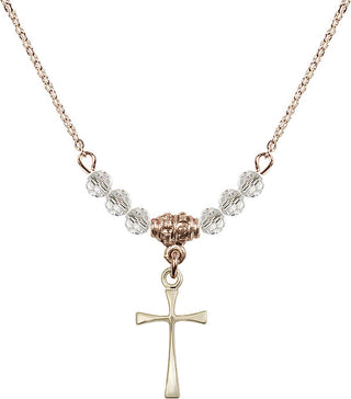 18" Hamilton Gold Plated Necklace with 4mm Crystal Beads featuring a 14kt Gold Filled Maltese Cross Medal.