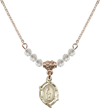 18" Hamilton Gold Plated Necklace with 4mm Crystal Beads featuring a 14kt Gold Filled Miraculous Medal.