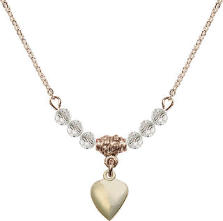 18" Hamilton Gold Plated Necklace with 4mm Crystal Beads featuring a 14kt Gold Filled Heart Medal.