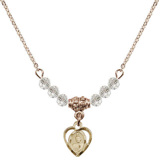 18" Hamilton Gold Plated Necklace with 4mm Crystal Beads featuring a 14kt Gold Filled Saint Jude Medal. Engraved Catholic Saint Jewelry