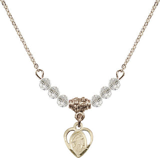 18" Hamilton Gold Plated Necklace with 4mm Crystal Beads featuring a 14kt Gold Filled Guardian Angel Medal. Engraved Catholic Saint Jewelry