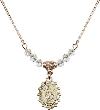 18" Hamilton Gold Plated Necklace with 4mm Crystal Beads featuring a 14kt Gold Filled Miraculous Medal.