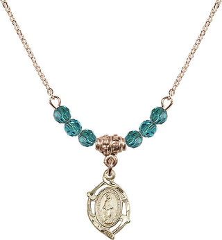 18" Hamilton Gold Plated Necklace with 4mm Zircon Crystal Beads featuring a 14kt Gold Filled Miraculous Medal.